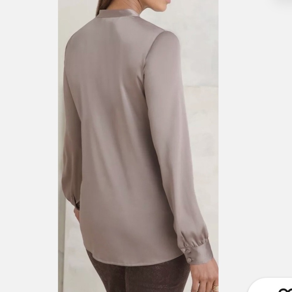 ✨NWT✨Chico's Copper Satin, minimalist, size 8, classy, trendy, fall Blouse - Picture 9 of 9